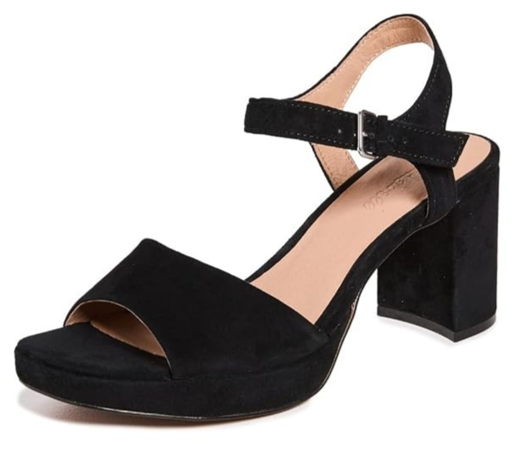 Madewell Women's Daphne Platform Heels, True Black Suede Sandal Size 9 M